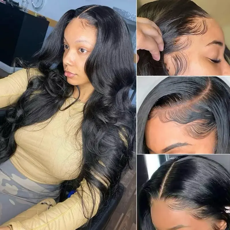 KayHairGallery 28" Transparent Frontal Wig Heat Resistant Human Hair for Everyday Wear Natural Look