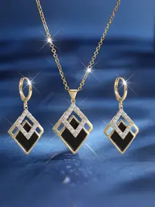 Luxurious Geometric Jewelry Set, Creative Pendant Necklace and Earrings, Perfect for Women Graduation Party and Anniversary Gift