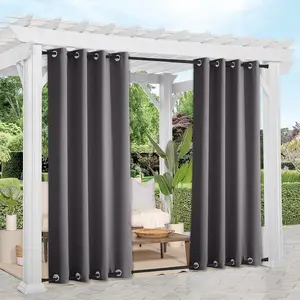 NICETOWN 2 Panels Outdoor Curtains Waterproof for Patio, Windproof Energy Thermal Insulated Saving Rustproof Top and Bottom Grommet Blackout Outdoor Drapes for Porch