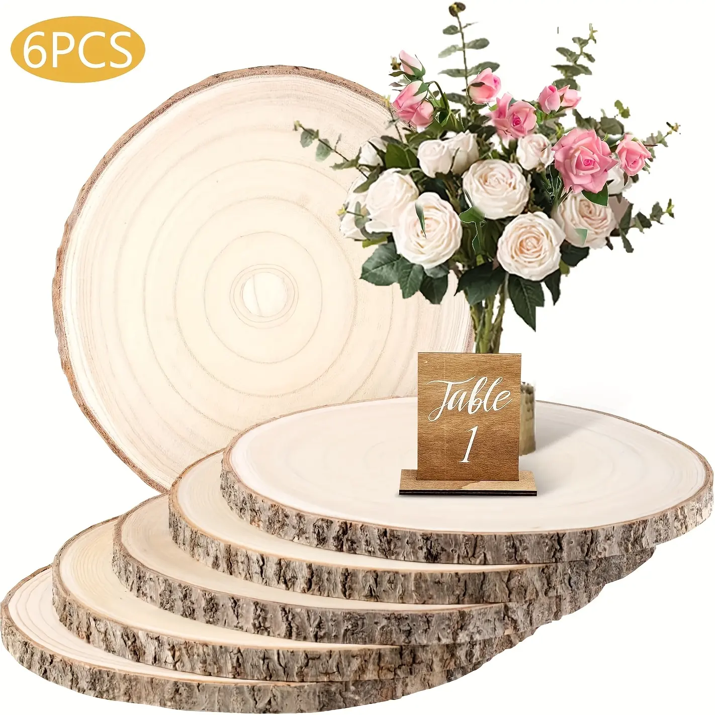 4/6/8/10/15 Pack 9-10 Inch Large Wood Slices For Centerpieces Natural Unfinished Wooden Chips for Wedding Decor Round Wood Ornaments for Crafts, Candle Holder, Cake Pad, Home Decorations