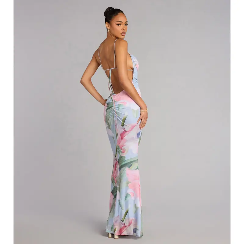 slim fit dress slacks Pact Fit & Flare Crossback Maxi Dress – One Common main image 1