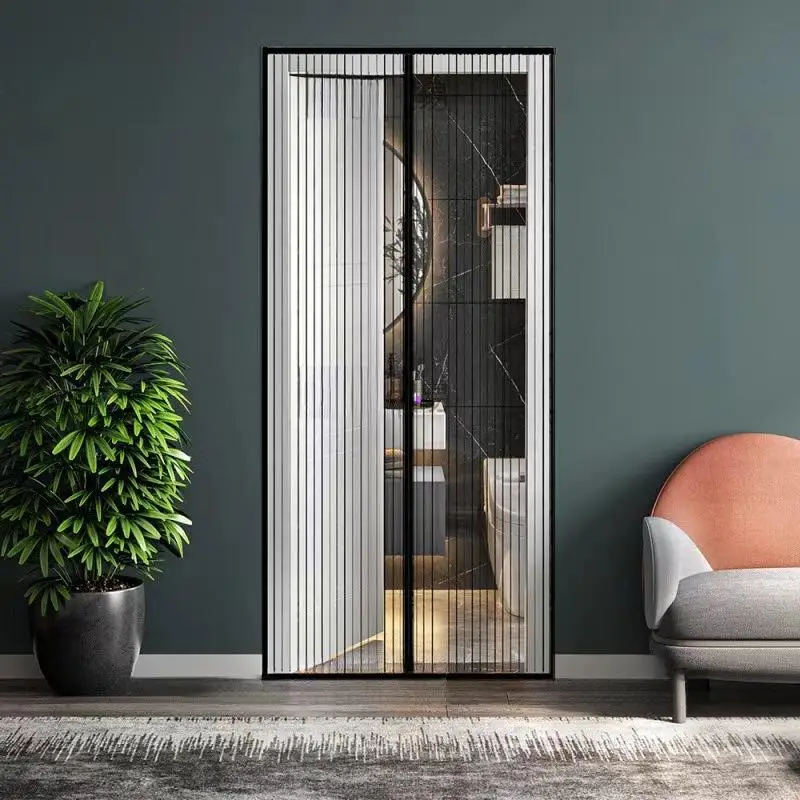 Magnetic Screen Door for Room Decor, Multifunctional Anti-mosquito Entry Door Net Screen with Storage Rope, Household Supplies for Patio Balcony Kitch