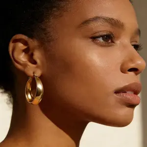 30mm Large Hoop Earring, 14K Gold Plated Hoops Large Earring Lightweight Chunky Hoops Earring for Women, Dainty Winter Earrings