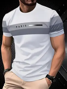 Men's Short Sleeve 3D T-Shirt, Casual Slim-Fit All over Print Tee, Sporty Outdoor Wear, Comfortable Daily Top, Perfect for All Seasons, Menswear