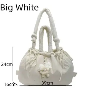 New Drawstring Casual Crossbody Bag Puffer Trendy Designer Shoulder Bag Nylon High Capacity Tote Bag Korean Padded Bag For Women