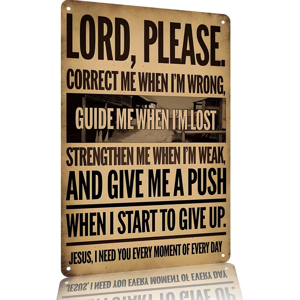 "Lord, Please Correct Me When I'm Wrong" Metal Sign 12x8 Inches –  Inspirational Christian Wall Decor Homedecor Home Sign Rustic Design Hanging Aluminium