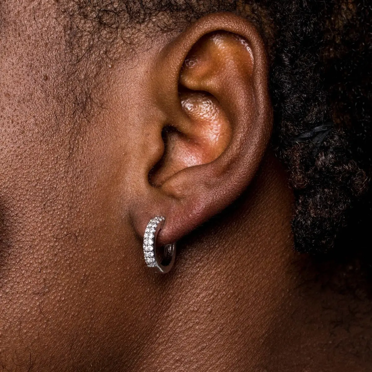 GLD Micro Double Row Huggie Earrings in White Gold - Perfect Gift #tiktokshopsummersale