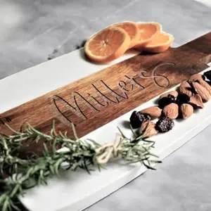 Pack of 10 Marble and Wood Cutting Board Acacia Wooden Marble Serving Tray with Handle Charcuterie Chopping Board for Kitchen