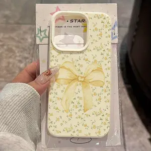 The Yellow Flower Bow Decoration Pattern Is Suitable for Iphone 16 Pro Max Phone Cases, As Well As for iphone 15 Pro Max/14/16 Plus/15/13 Pro/12/11, It Features a Minimalist TPU Design That Is Drop-Resistant And Stylish, Offering High Aesthetic Appeal