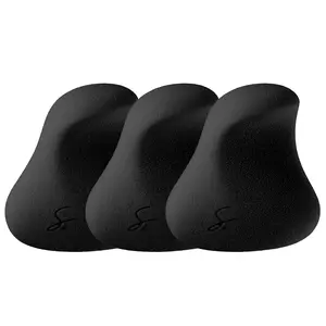 Pro Beauty Blender Sponge, Black, 3 Piece Set - Ergonomic Makeup Sponge and Beauty Blender, Essential Make up and Blending, Multipurpose Makeup Kit Facial Sponge