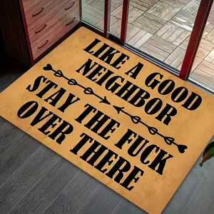 Jit-1pc Retro Letter Slogan Door Mat, Humorous Print Welcome Rug, Flannel Non-Slip, Home Decor for Entryway, Living Room, Bedroom