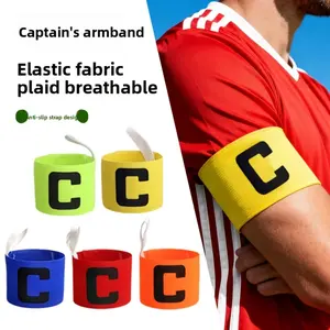 Elastic Soccer Captain Armband, Breathable Plaid Fabric Adjustable "C" Logo Arm Band with Non-Slip Strap, 5 Colors Available for Football, Soccer, Youth & Adult Teams