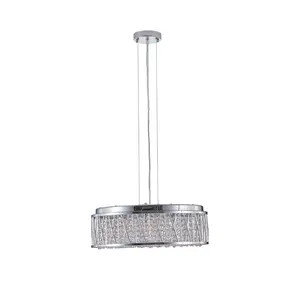 Modern Crystal Flush Mount Chandelier - Chrome Finish 18-20 Inch All-Metal Chandelier, 18.9x18.9x7.9 in, 7-Light G9 Base Indoor Lighting for Entryway, Bedroom, 18-20 Inch Chandeliers, All-Metal Chandeliers