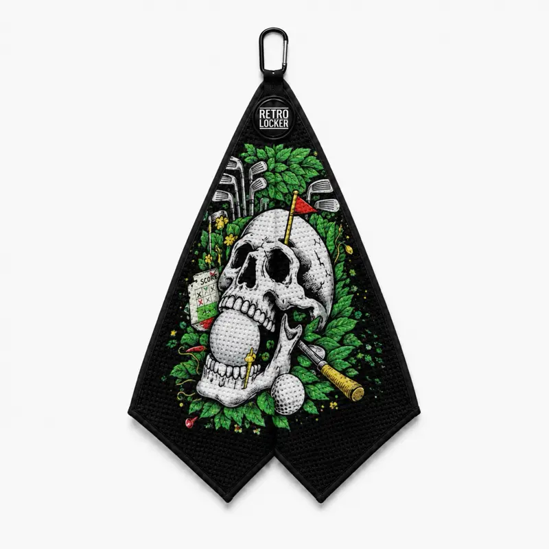 Skull & Golf Design Towel with Carabiner Magnet