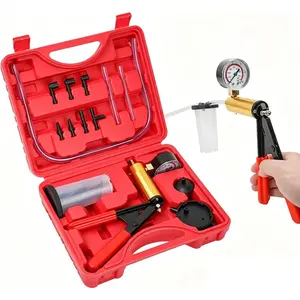 2-in-1 Brake Bleeder Kit with Hand Vacuum Pump, Adapters & High-Accuracy Pressure Gauge, DIY Car Care Tool Kit for Car, Truck, Motorcycle Brake & Power Steering Fluid Bleeding, High-Accuracy Pressure Gauge Tool Kits