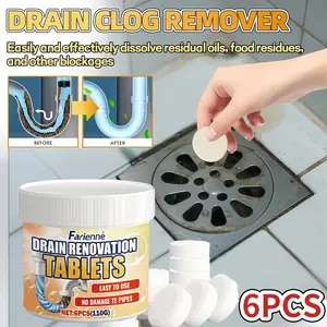 Pipe Cleaner Effervescent Tablets, Self-Dissolving & Fast-Acting, Strongly Decomposes Clogs, Safe Formula for Kitchen & Bathroom Drains, Clog Remover