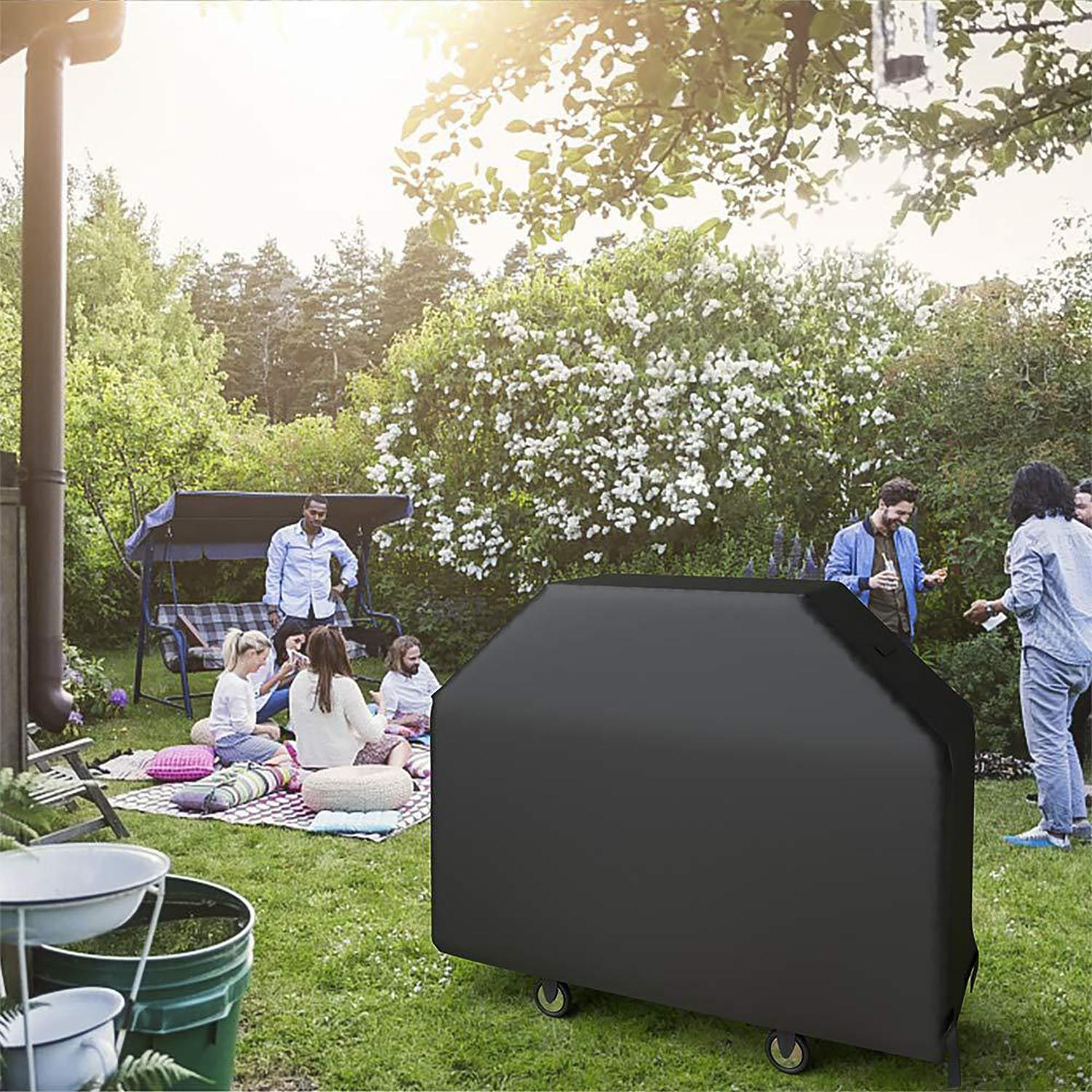 72in Large Waterproof BBQ Gas Grill Cover - 72x26x51", Anti-UV, Windproof, Colorfast Spun Polyester, Adjustable Hook-and-Loop Straps, Elastic Hem Drawstring - Fits Weber, Char-Broil, Monument, Dyna-Glo, Nexgrill - Outdoor Grill All-Year Protection