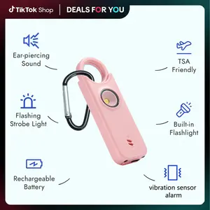 Women's Personal Safety Alarm 3-in-1 Rechargeable Emergency Alarm with 135dB Siren Strobe Light Key Fob USB-C Battery LED Flashlight Pink Portable Anti-Collision Alarm Doorstop for Women Men Children & Elderly