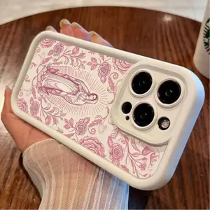Protective Case with Virgin Mary Rose Pattern, Anti-Drop Tpu Shockproof Cover for Apple iPhone Series, Durable Phone Protection Accessories