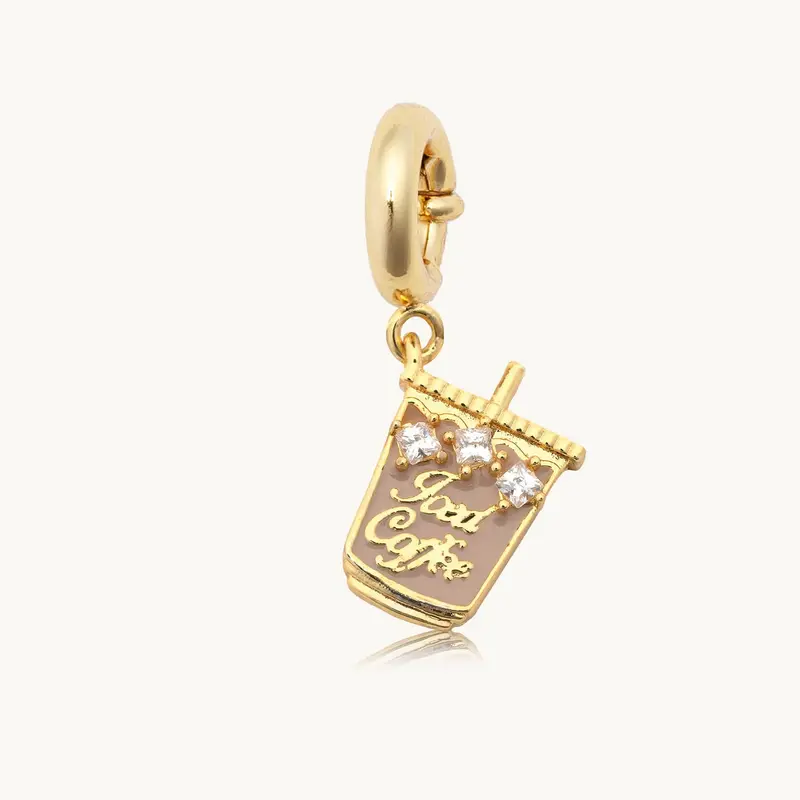 Little Words Project Unisex DIY Charm - Iced Coffee Themed Fashion Jewelry Pendant, DIY Jewelry Accessories, Charms for Bags, Coffee Fan Signal, Move & Reposition Decor for Everyday Wear