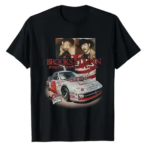 Brooks Dunn Steers Stripes Speed Tour Concert Car Racing Men's T-Shirt Sweatshirt, Rap Hip Hop Rock Vintage Style, Heavy Cotton Fabric Menswear Tops