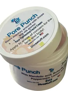 Diva Stuff Pore Punch, Pore Tightening Cream With Mandelic Acid, Azelaic Acid, Butterfly Pea Powder, Lemon, Peppermint and More, 2 oz Jar