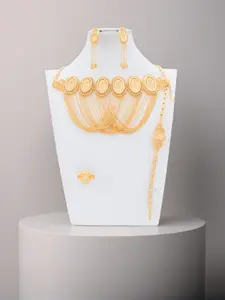 Arabian Style Jewelry Set, Fashion Necklace Earrings Bracelet Ring for Party, Daily Decor, Trendy All-match & Exquisite Jewelry for Birthday Gift