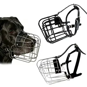 Dog Muzzle Adjustable Basket for Large Dogs with Leather Straps Breathable Training Prevents Biting for Great Danes and Mastiffs