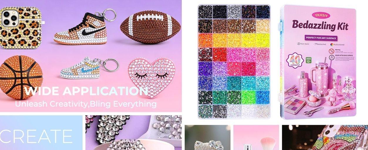 Bedazzling Kit 40000Pcs 40 Colors Resin Jelly Rhinestones, Multicolor 3mm Flatback Gems for Diamond Art, Bedazzler Kit with 4Pcs 10ml B7000 Jewelry Glue & Tools for DIY Nail Art Crafting Makeup Adults