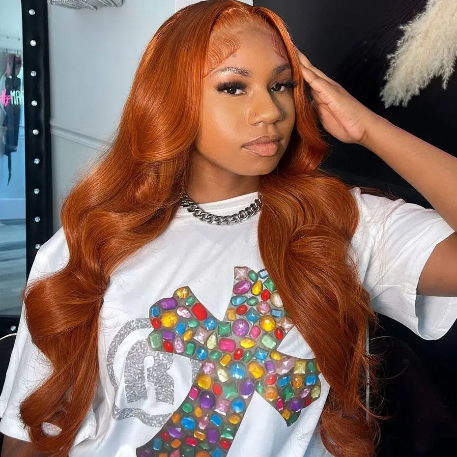 Bling Hair Ginger Orange Wig Human Hair 180 Density 33# Lace Front Wigs Human Hair for Women 13x6 13x4 Body Wave Lace Front Wigs Human Hair Natural Hairline