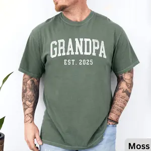 Grandpa Est Comfort Colors T-Shirt, Personalized Grandpa Shirt, Pregnancy Announcement Grandfather Tee, Gift for Fathers Day