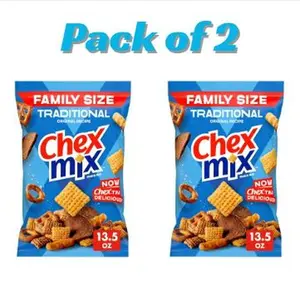 Chex Mix Traditional Original Recipe Snack Mix – Family Size, 13.5 oz (Pack of 2)