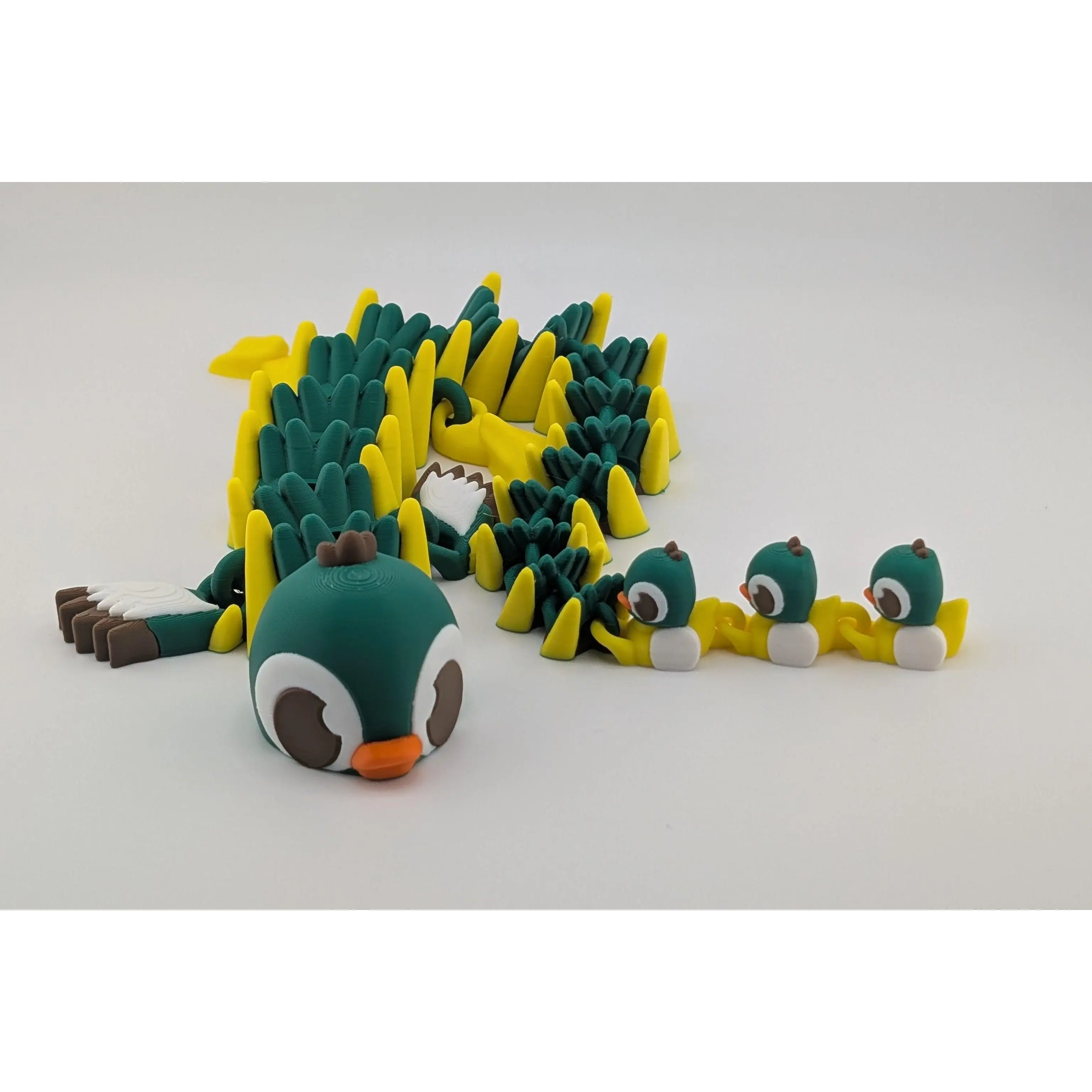🦆✨ 17" Duck Parade Flexi Dragon | Articulated "Waddle-Wing" with Duckling Tail 🐣🌊