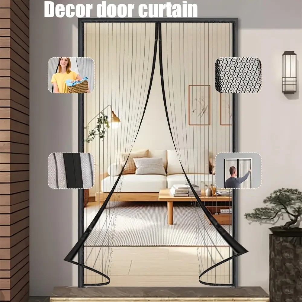 Magnetic Self-Closing Curtain, Automatic Closure, Mosquito Proof & Breathable, Pet-Friendly, Fits Various Door Types, Door Entrance