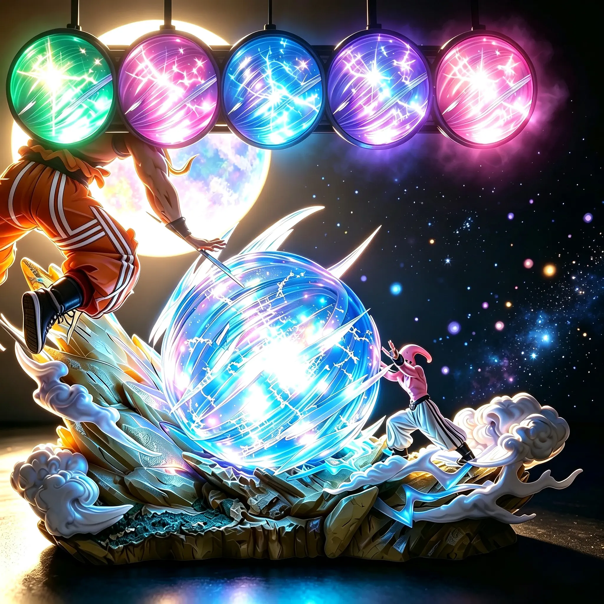 DBZ 21CM LED Light-Up Anime Battle Scene Statue |Power Clash Collectible Figure Figure with Gift Box, Perfect Gift & Desk Decor for Anime Fans