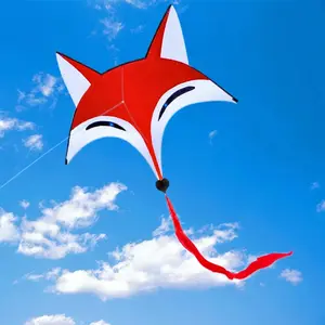 Kids red fox kite outdoor fun sports single line kite with flying tools beach outdoor sports kite