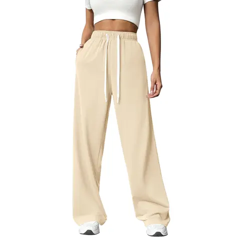 Women's Lined Sweatpants High Waisted Baggy Wide Leg Sweat Pants for Women Casual Drawstring Workout Pants