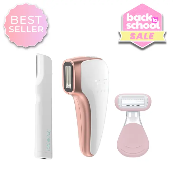 Summer Ready Bundle | RIKI Silky IPL Hair Removal Device & Ex Fuzz Off Dermaplaning Tool & RIKI Aloe Razor