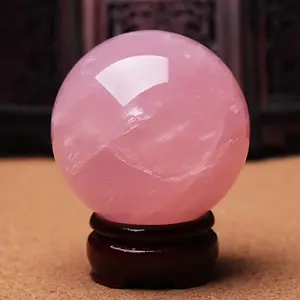 Elegant Pink Crystal Ball 8-9 cm Naturally Polished Rose Quartz Gemstone Sphere for Massage Home Decor Gift Ideal for Holiday and Home Decoration