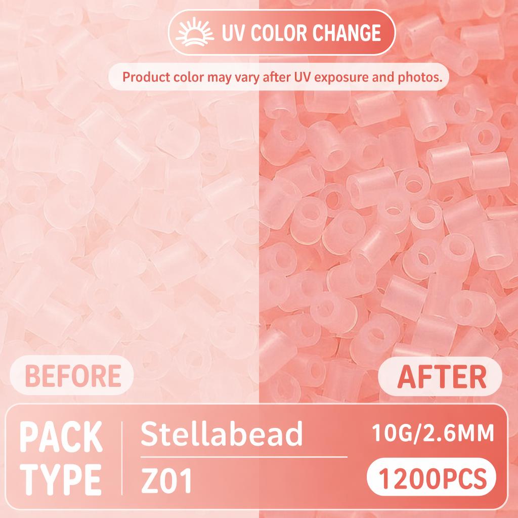 Stellabead 2.6mm Color Changing Fuse Beads Z Series Light Changing Colors Refill Pack - 4000/10,000 Beads Per Color, 8 Magic Effect Colors for DIY Crafts & Pixel Art Projects