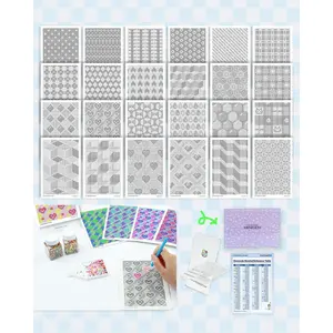 24 Designs  Freestyle Cards for Beads, 5x7 Blank  Art Cards with Glue for Round Dots for Adults, Postcard-Style  Painting Accessories (No Drills)