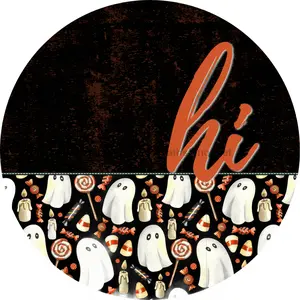 Halloween Door Hanger, DCO-01629-DH, 18" Round, Wood Door Hanger