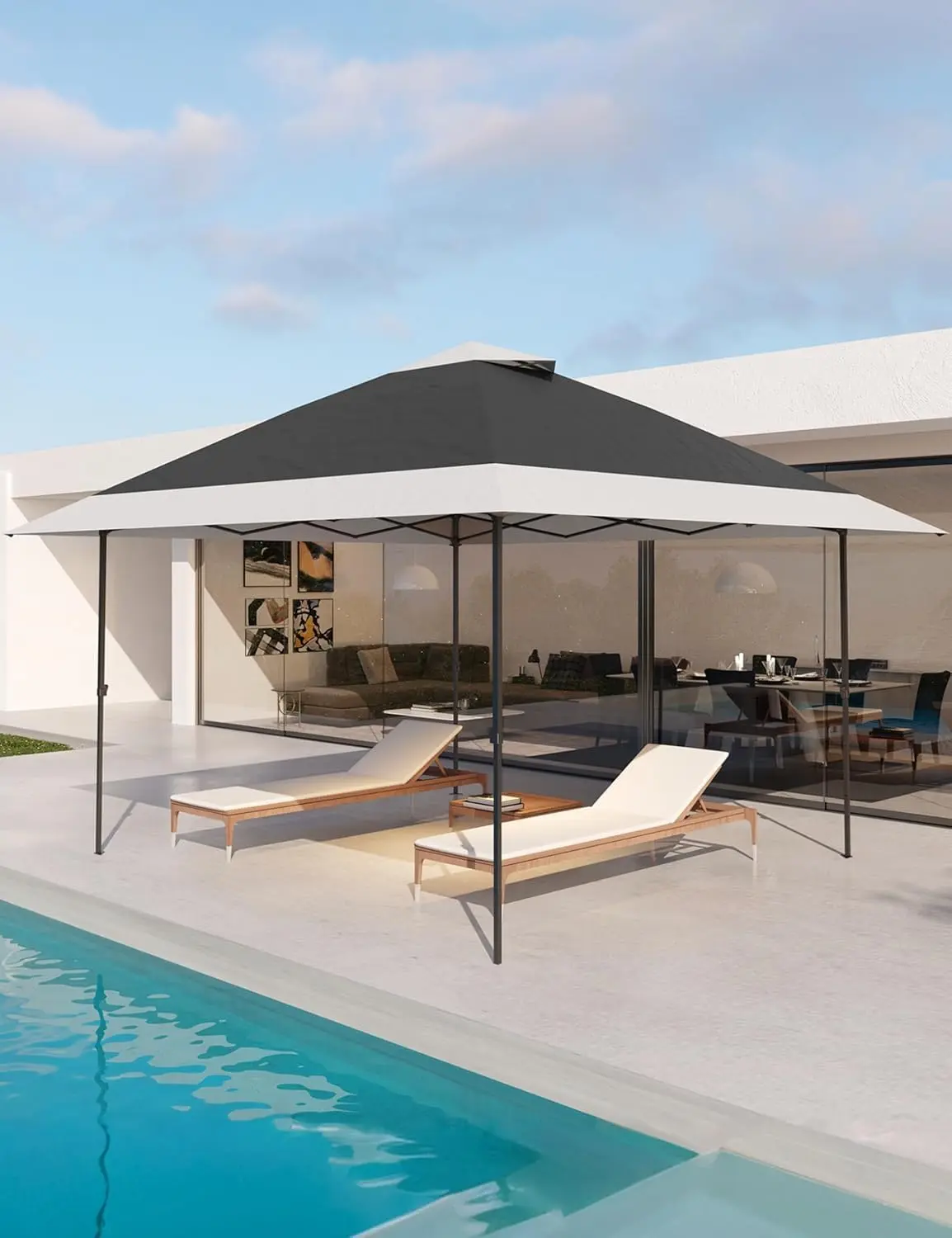 GAOMON 13 X 13FT Pop Up Gazebo, Instant Outdoor Canopy Tent, Patio Folding Canopy, Backyard Tent for Events, Parties, Camping, Dark Grey+Light Grey