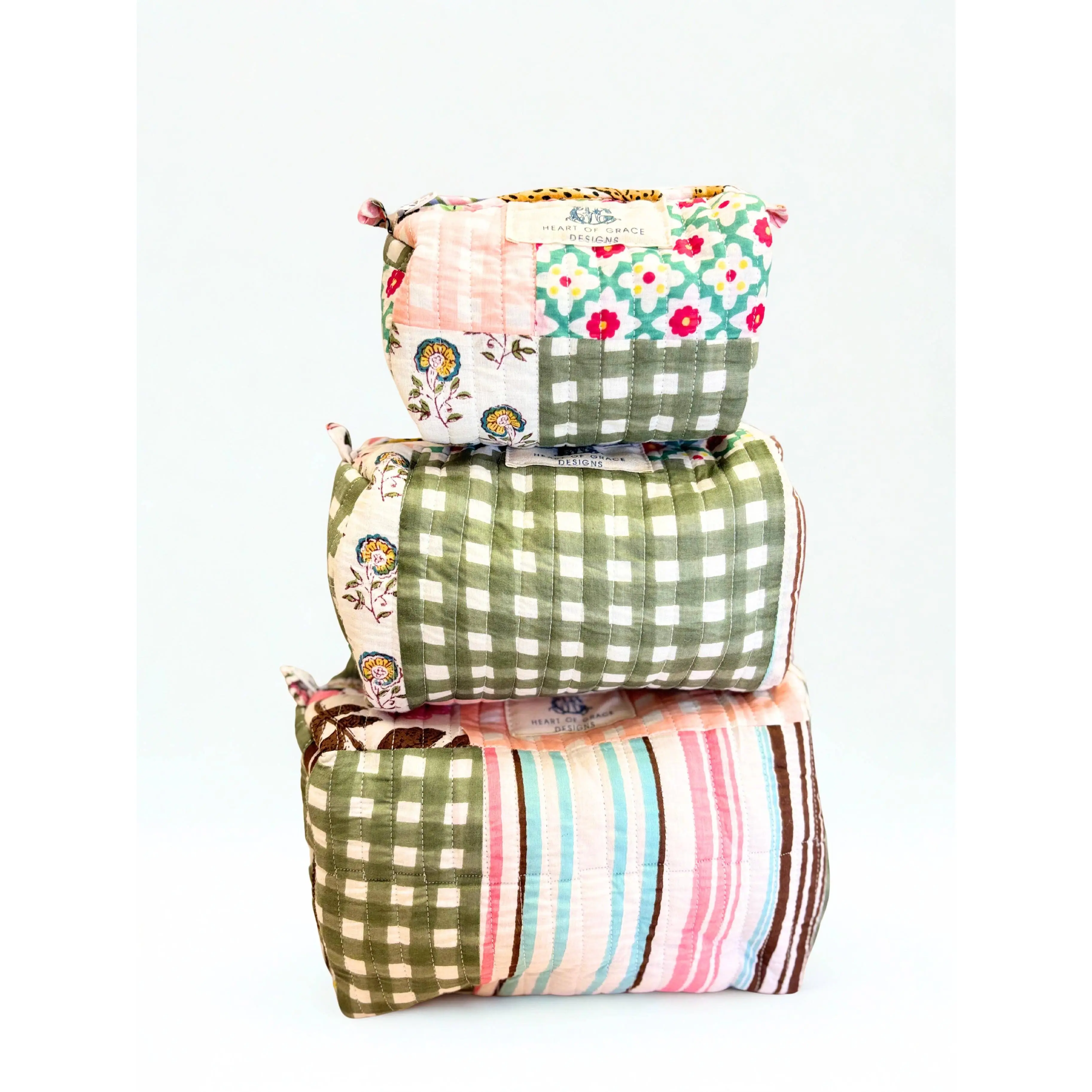 Quilted Cosmetic Bags Set of 3