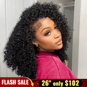 Bling Hair Glueless Wigs Human Hair Half Wig Upgrade 3 IN 1 Half Wig With Drawstring Seamless Clip Ins Flip Over Kinky Curly Human Hair No Glue No Lace Wig For Women 200% Density #halfwigtok #TikTokShopFallDealsForYou #TikTokShopHolidayHaul
