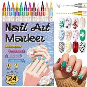 Nail Markers For Nail Art, 12/24 Colors Nail Art Pens Set, Diy Nail Art Marker, 3d Nail Polish Pens, Dry Nail Art Nail, For Art Drawing Painting Point Dotting Manicure Tools Nail Design