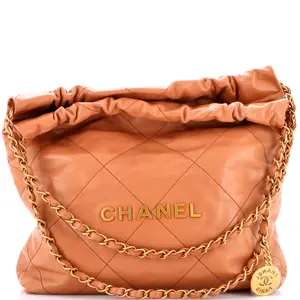 Pre-owned CHANEL Leather Shoulder Bags 22 Chain Hobo Quilted Calfskin Small by Rebag