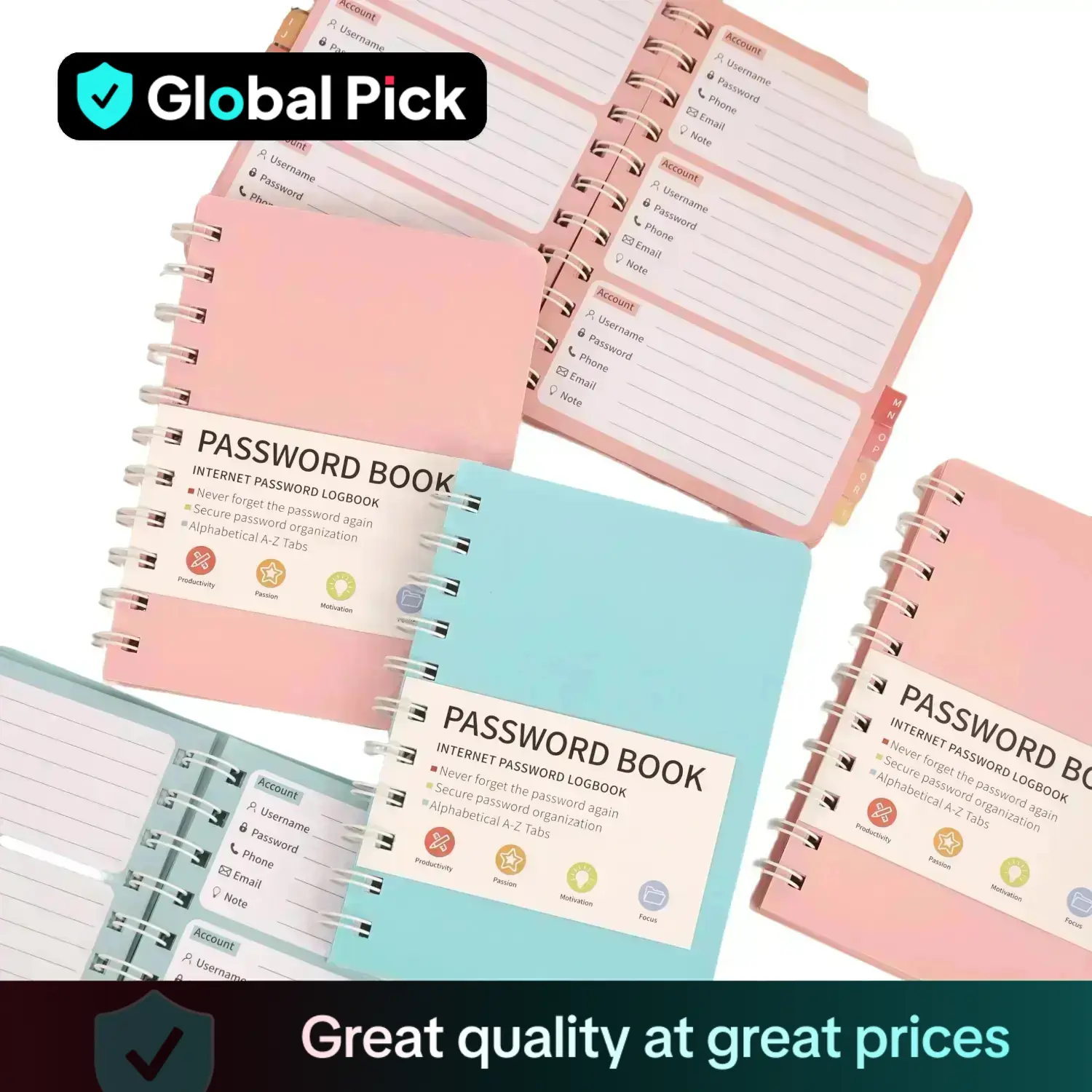 Portable Password Book, 1 Count Password Keeper Notebook with Index Sticker, Password Organizer & Office Stationery & Supplies, Office Supply, Student