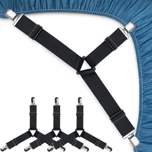 Adjustable Triangle Blanket Clips Set with Metal Clamps, Non-Slip Elastic Straps, Durable Design, Safety Buckles, Sofa Pillows and Bedding