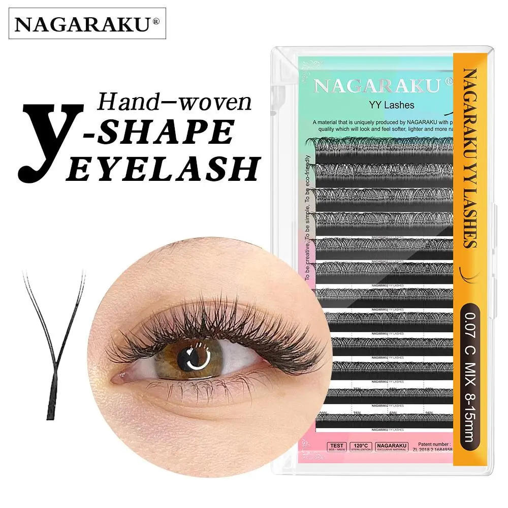 NAGARAKU YY Mesh Lash Y Shape Eyelashes Extension Premium Mink Soft Light Natural 4D Makeup Cross Bloom False Eyelash 2026 New